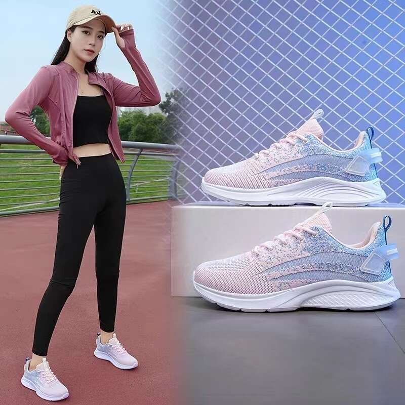 S Ladies Ddmysports Running Fiess Soft Dancing Flat Mesh Surface Breathable Fly Tide Shoes Outdoor Shoes oft urface hoes hoes