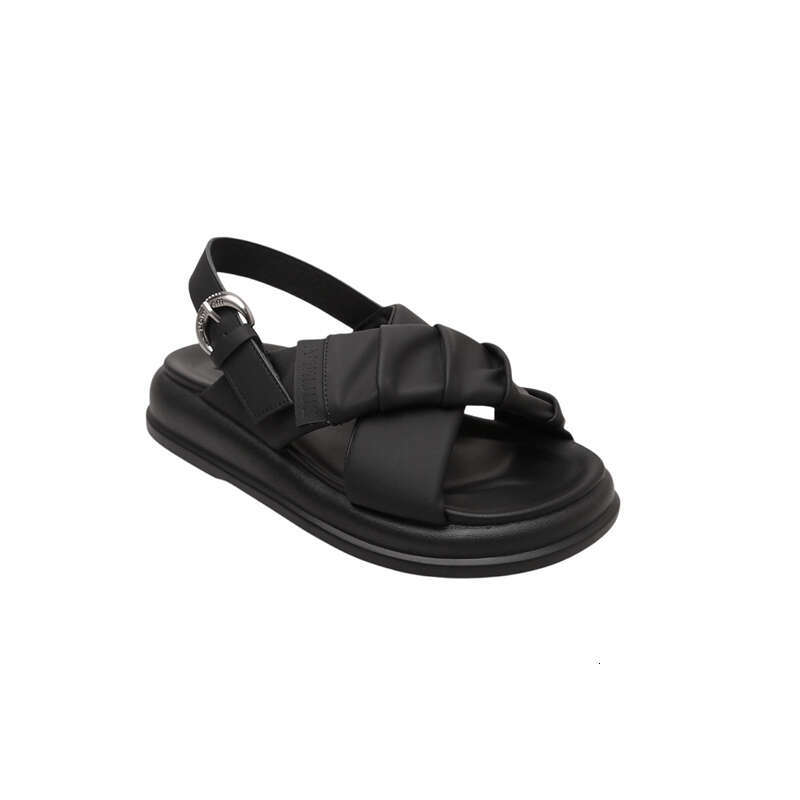 2024 Designer Sandal Womens Sandal New Cross Belt Thick Sole Roman Sandals For Women's Outwear Lightweight And Comfortable Soft Leather Pleated B
