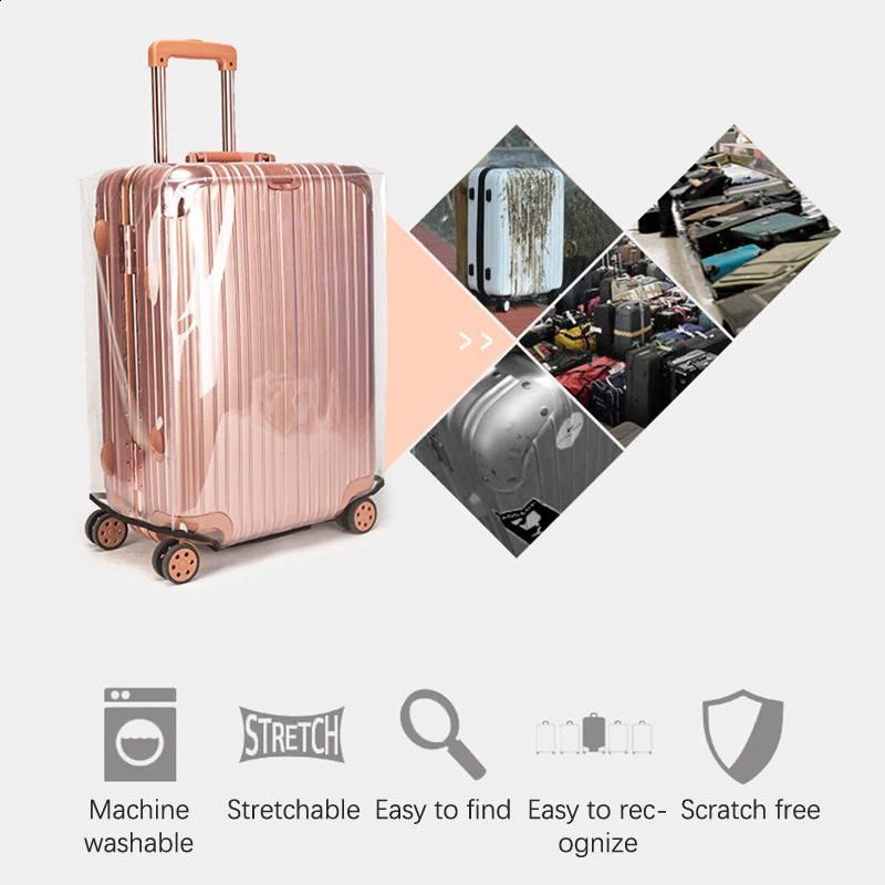 Fashionable transparent PVC luggage cover protector durable dustproof travel 240730