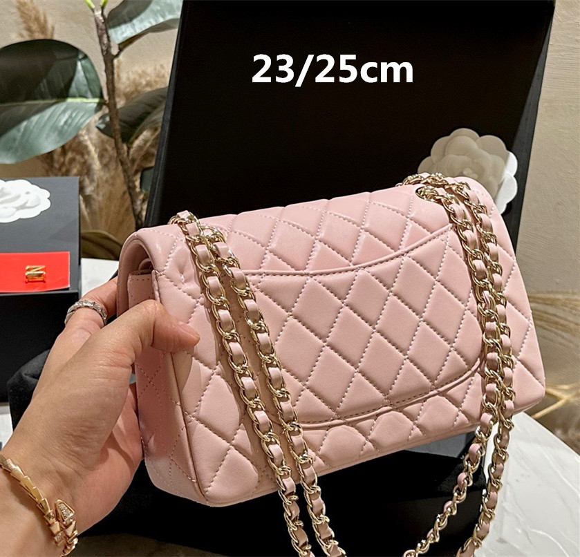 10A Top Quality Lady Classic Square Flap Bag c Handbag Women Luxury Fashion Designer Chain Shoulder Bag Real Leather Evening Bags 23cm 25cm