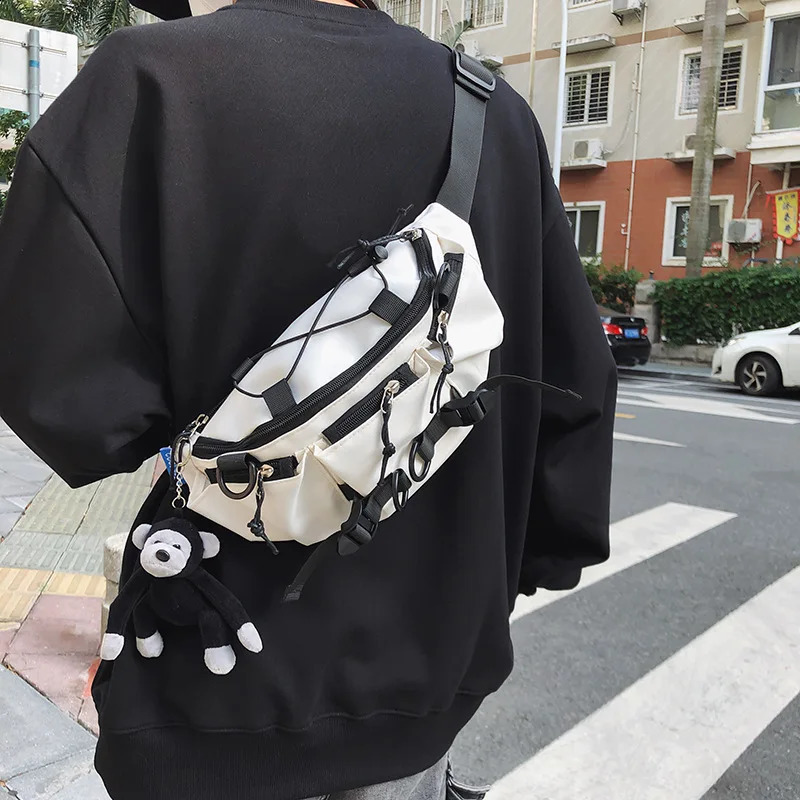 Techwear Style Punk Hip Hop Single Shoulder Crossbody Bag Men Women Street Vintage Chest Casual Sport Fanny Pack 240730