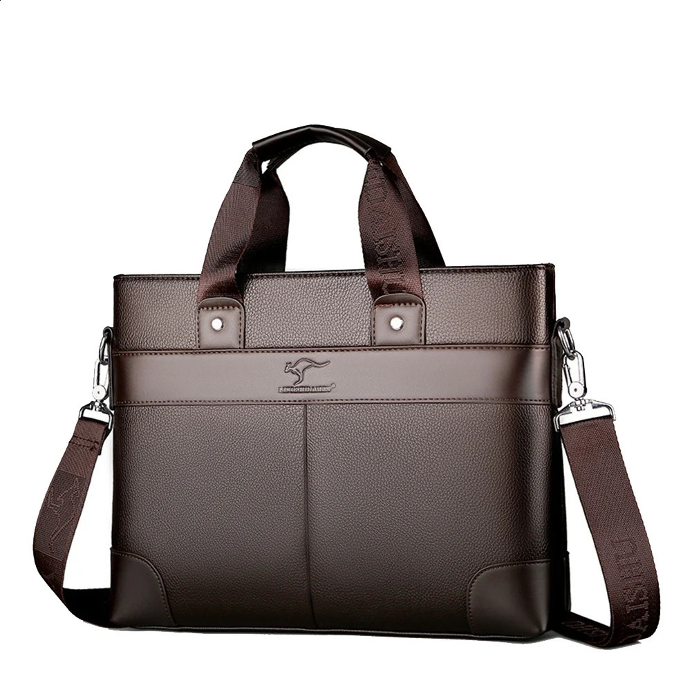 LINGZHIDAISHU Business Mens Briefcase HighQuality Handbag Leather Laptop Bag Messenger Men Brown 240730