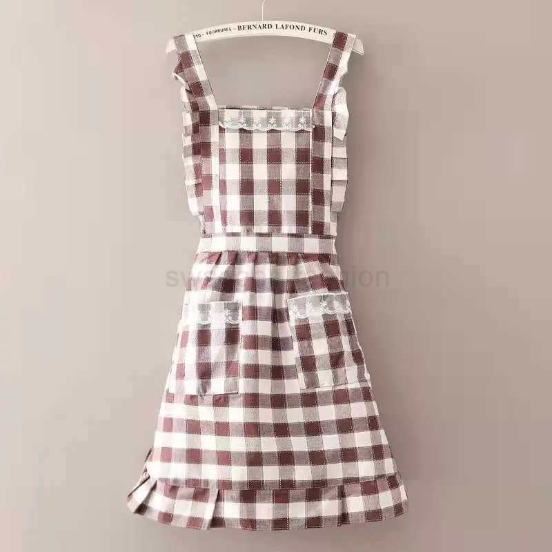 1pc Washed Cotton Kitchen Aprons Flower Shop Garden Ruffles Work Clean Apron for Woman DressXJ240731