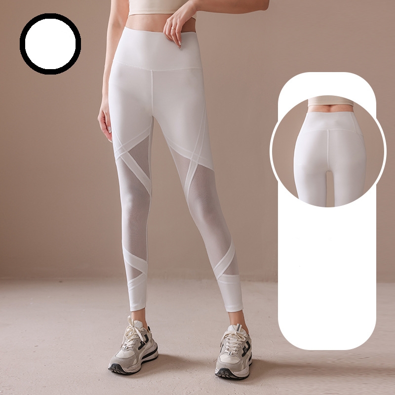 Fitness girl sexy gauze yoga pants high waist and hip skinny spring and autumn new wear tracksuit pants tide