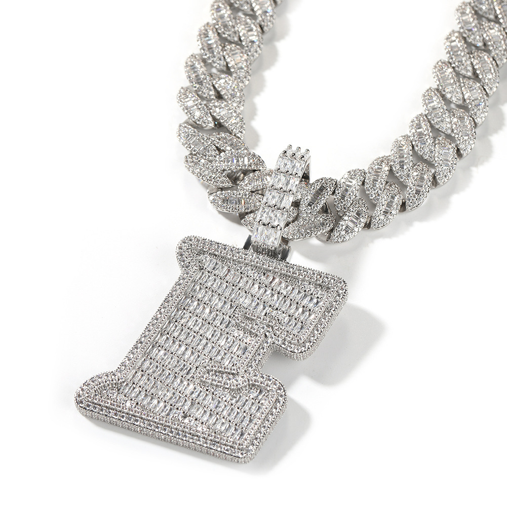 Hip Hop A-Z Custom Letters Pendant Necklace 5A Zircon Real Gold Plated Jewelry