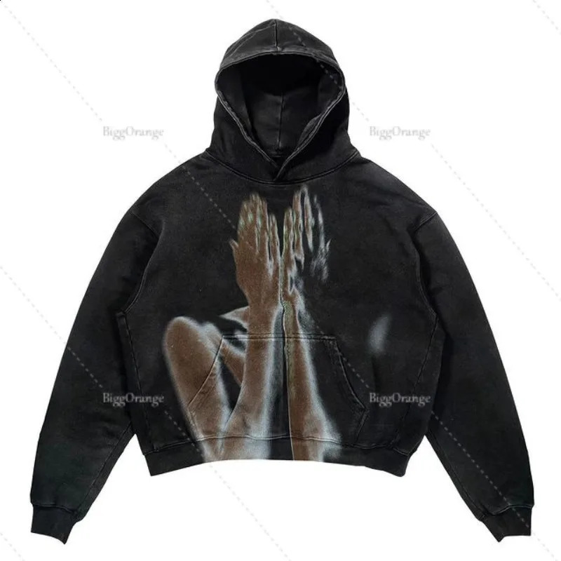 Print Street Hop Retro Oversized Hoodies Y2k Fashion Loose Gothic Sweatshirt Unisex Harajuku Hoodies Autumn Clothes 240813