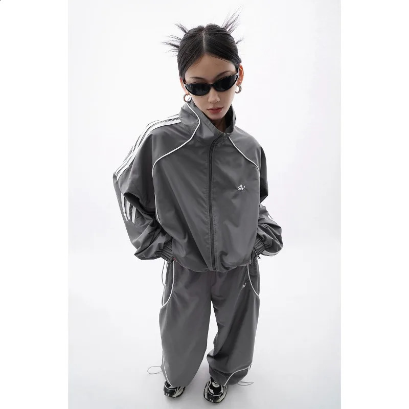 Y2K PTKPCC Pant Sets Women Streetwear Vintage 90s Two Piece Set Oversized Wide Leg Track Pants Hip Hop Jacket 240731