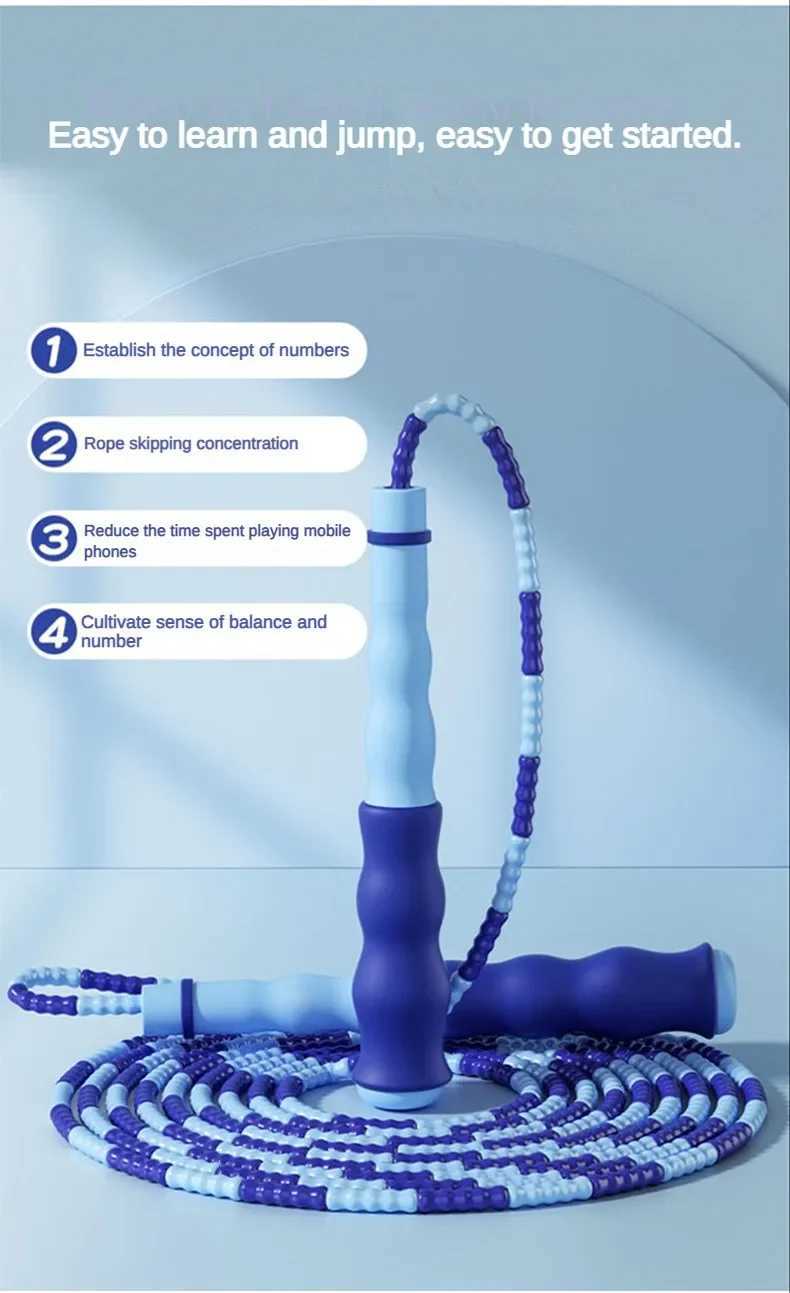 2.8m soft bead PVC rope silicone sliding rope suitable for infants children womens sports Fitn jumping rope adjustable bamboo bead giant ropeW241101