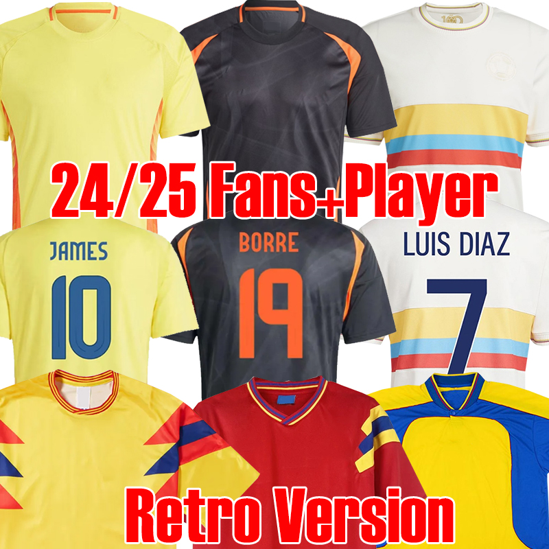 4XL 24 25 Colombia #10 JAMES Soccer Jerseys Fans Player National Team 2024 2025 yellow Home red away #9 FALCAO #11 CUADRAD GUARIN VALDERRAMA Football shirt uniform