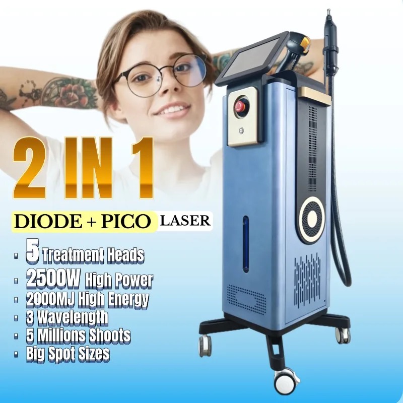 Portatil 3 Wavelength q Switch Nd Yag Pico Second Laser Tattoo Removal Machine Picosecond
