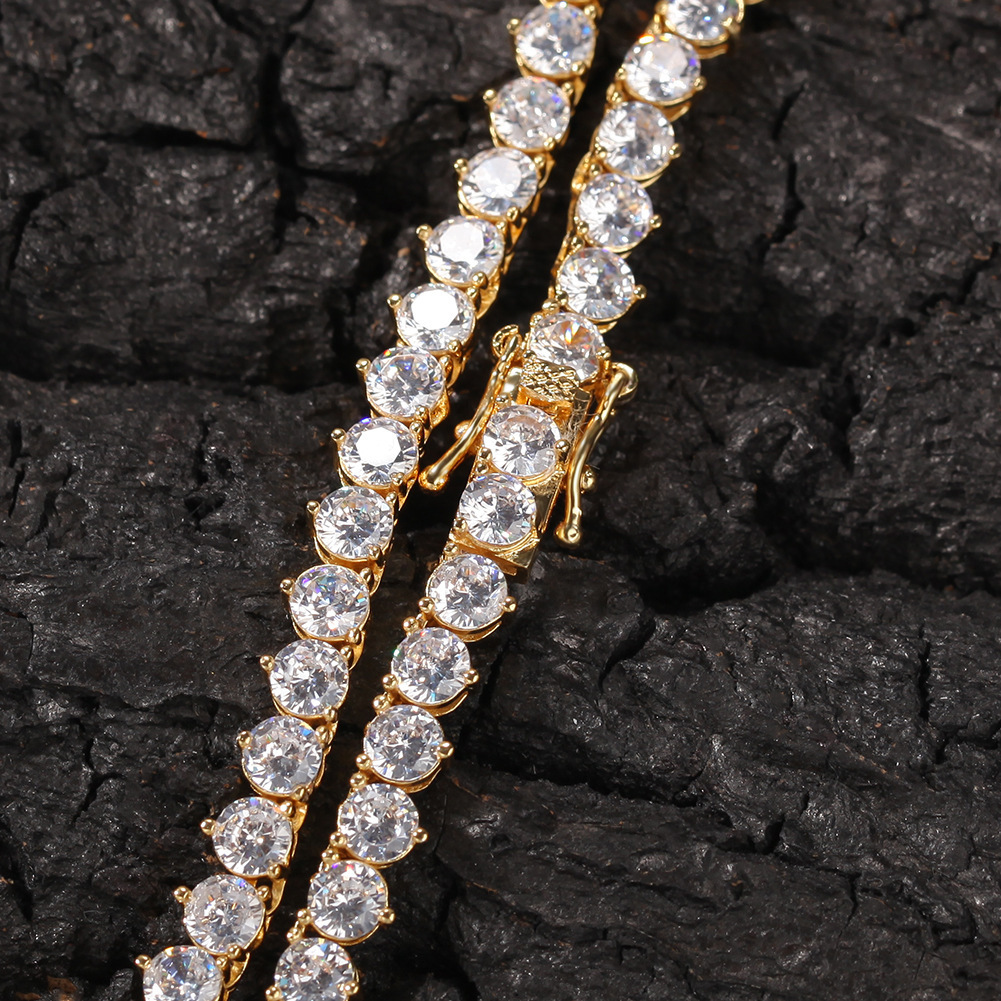 Hip Hop Iced Out Cubic Zirconia Tennis Necklace Ine Quality 18k Gold Bling Diamond Neck Chain For Men And Women Rapper Party Jewelry Accessory Collar 