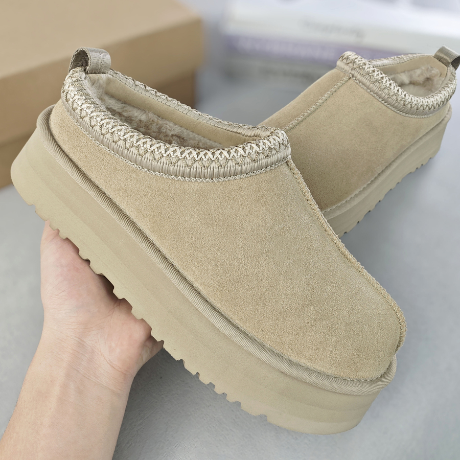 Designer Tasman Slippers Women tazz Slippers Retro mustard seed Chestnut Sand Australia Brown Fur Sheepskin Classic Ultra Mini Boot Winter Slip-on Shoes Suede Wool