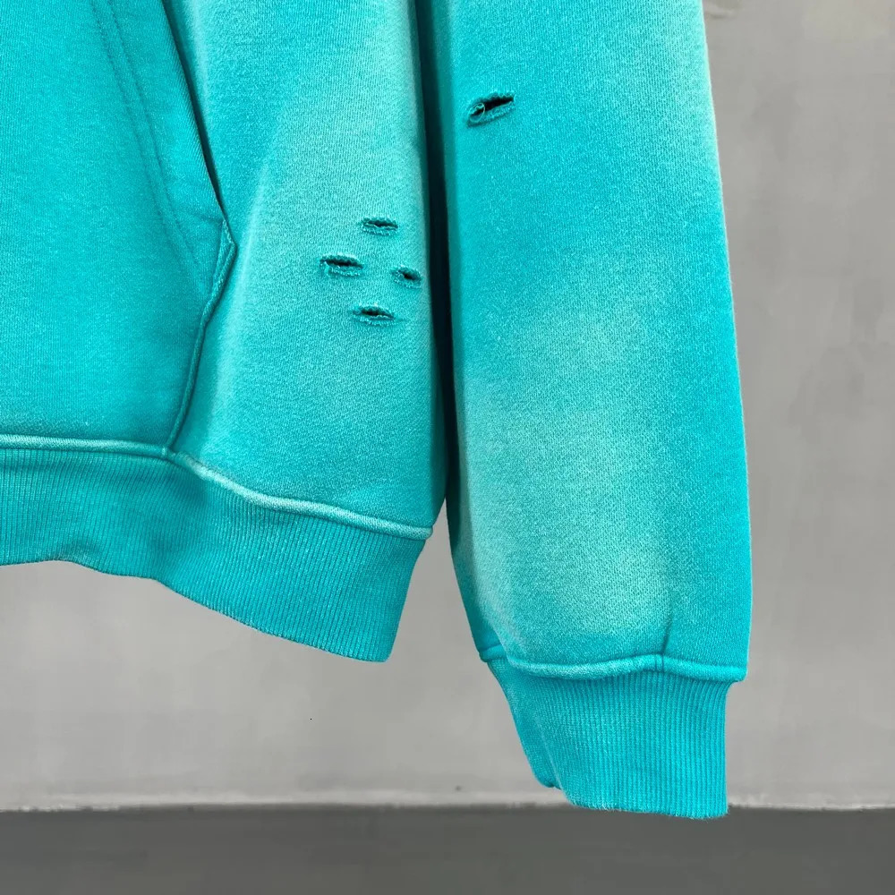 Vintage Wash Hoodies Men Official-website Women Fleece Hoodie Splash-ink Ripped Distressed Oversize Streetwear Tops Hooded Shirt 241031