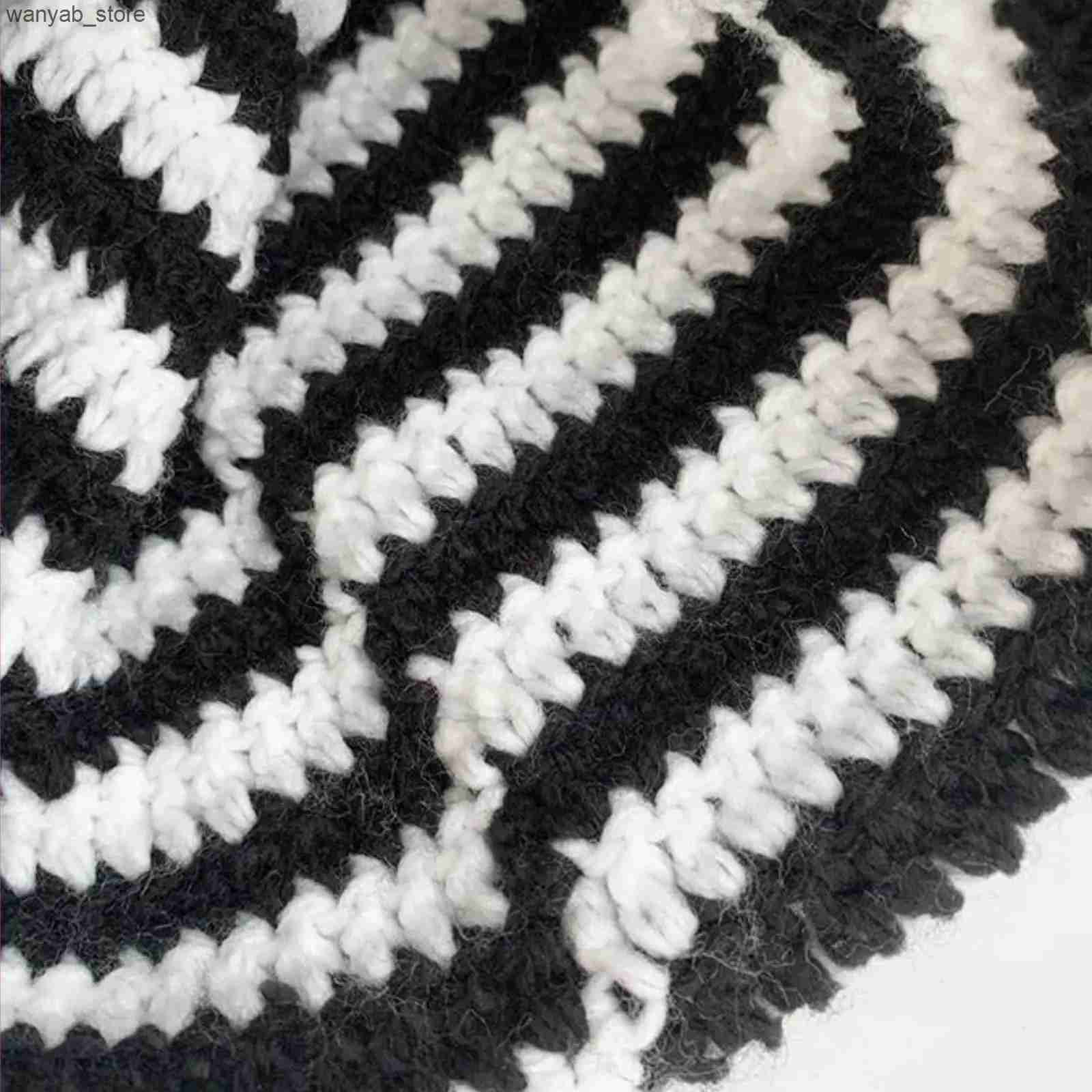 Wide Brim Hats Bucket Hats Cute Cat Ear Beanie Crochet Hats for Women Girl Knitted Y2K Striped Winter Warm Loose Fit Handmade HipHop Stylish Skullies 