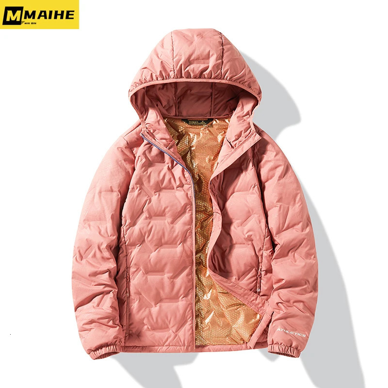 Winter Warm Mens Down Jacket Korean Version Fashionable Windproof Hooded Couple Portable Lightweight Jackets 241024