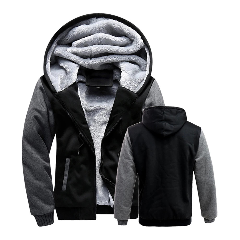 Winter Jacket Men Warm Coat Thick Fleece Male Zipper Hooded Jackets Casual Sportswear Outerwear Long Sleeves Sports Hoody 241031