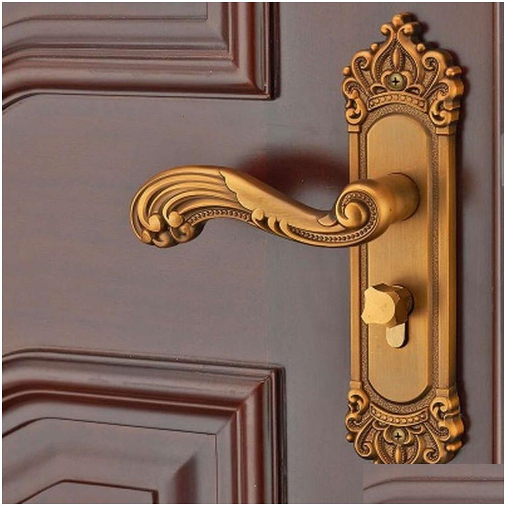 Other & New Vintage Mute Room Aluminum Alloy Interior Door Handle European Style Antitheft Gate Lock Furniture Hardware Drop Delivery Otpuk