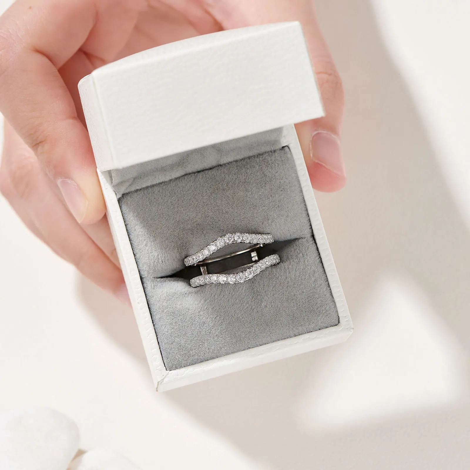 she 925 Sterling Silver Rings for Women Engagement Wedding Band Simulated Diamond Jewelry Enhancer Ring 241031