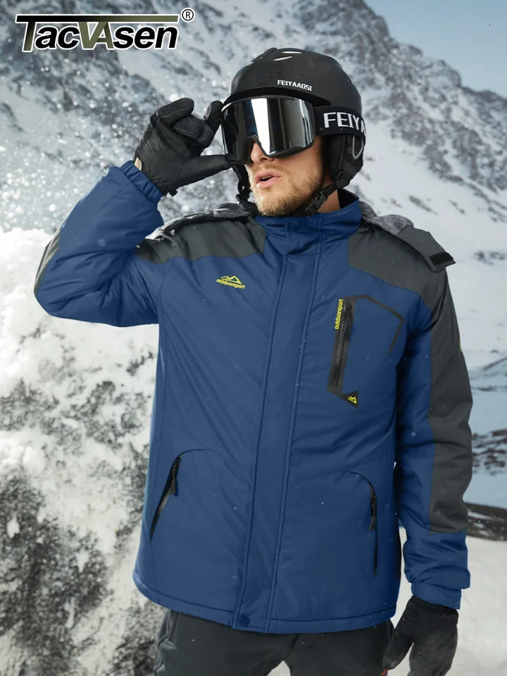 TACVASEN Fleece Hiking Jackets Mens Waterproof Snowboard Ski Removable Hooded Jacket Rain Coats Parka Winter Outwear 241029