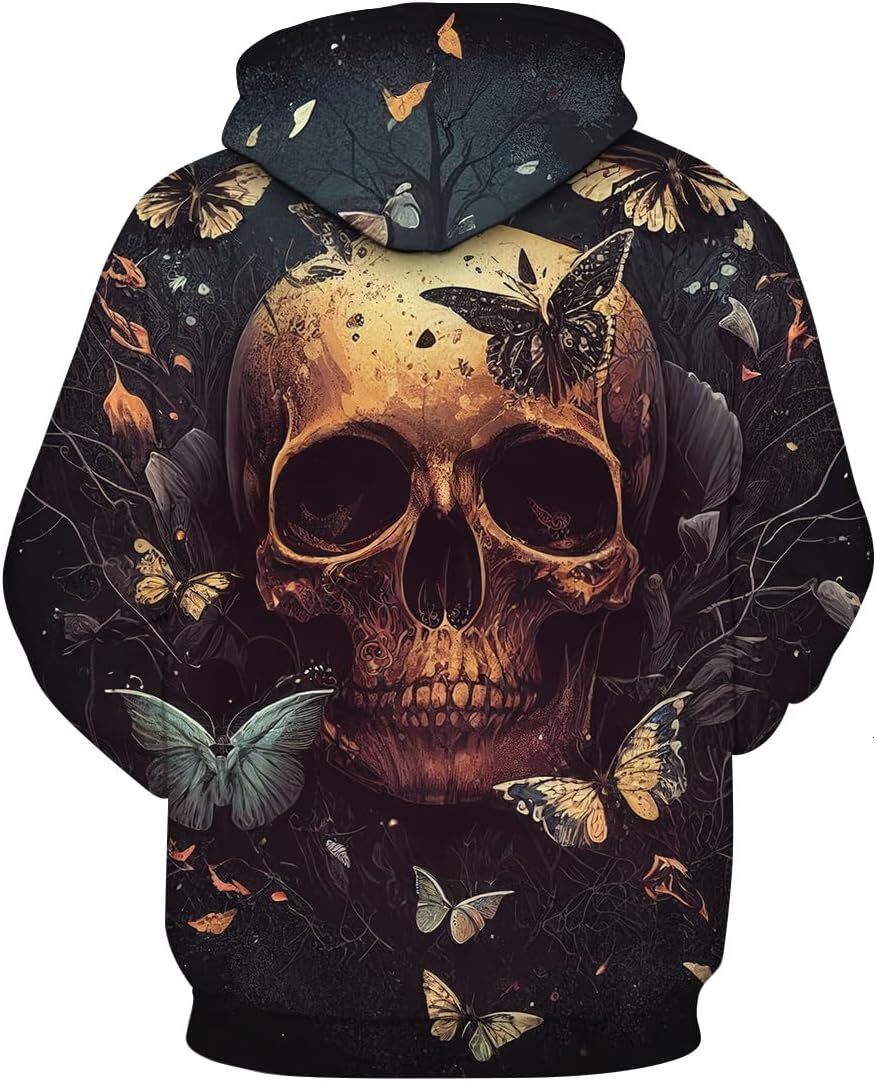 Hoodie for Mens Womens Mens Novelty Skull Print Hoodies Sweatshirt Pullover with Pocket Graphic cool Hoodies sweatshirt Creative fashion Pullover Long