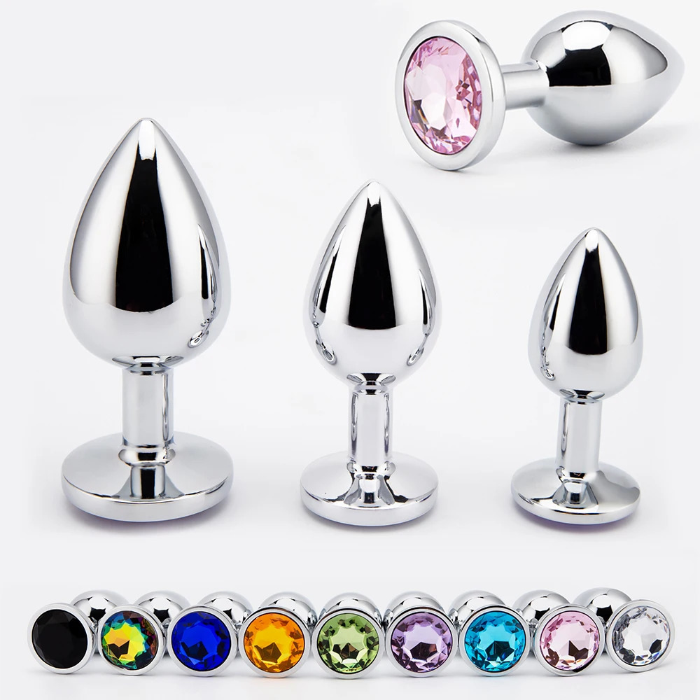 3 Sizes Metal Anal Plug Smaller Smooth Stainless Steel Butt Plug Colorful Crystal Round Anus Plug Adults Anal Sex Toys For Women 241031