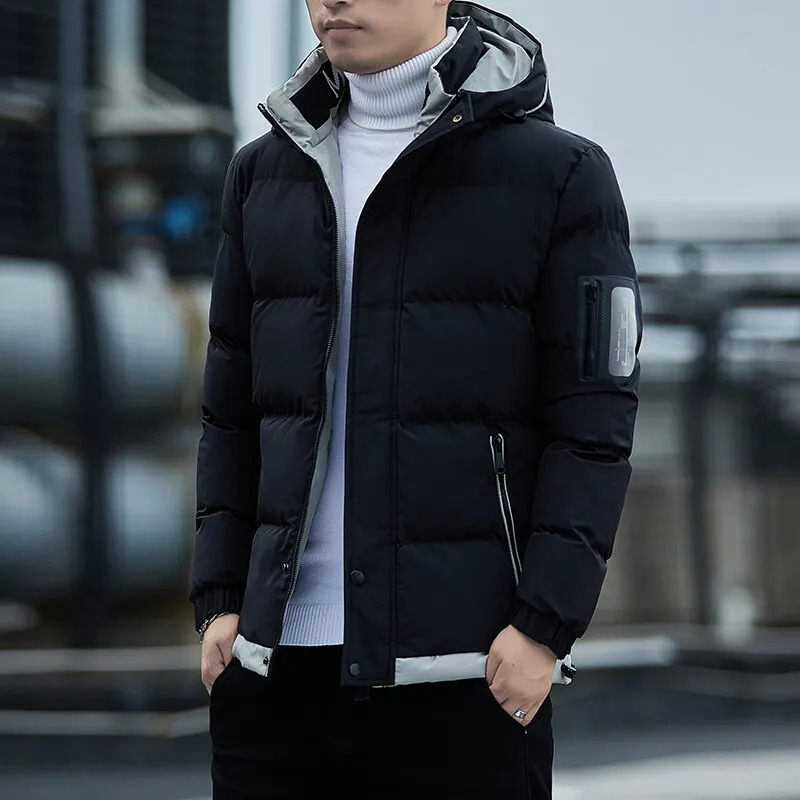 Men Autumn Outwear Winter Casual Warm Thick Waterproof Jacket Parkas Coat Windproof Hat 241029