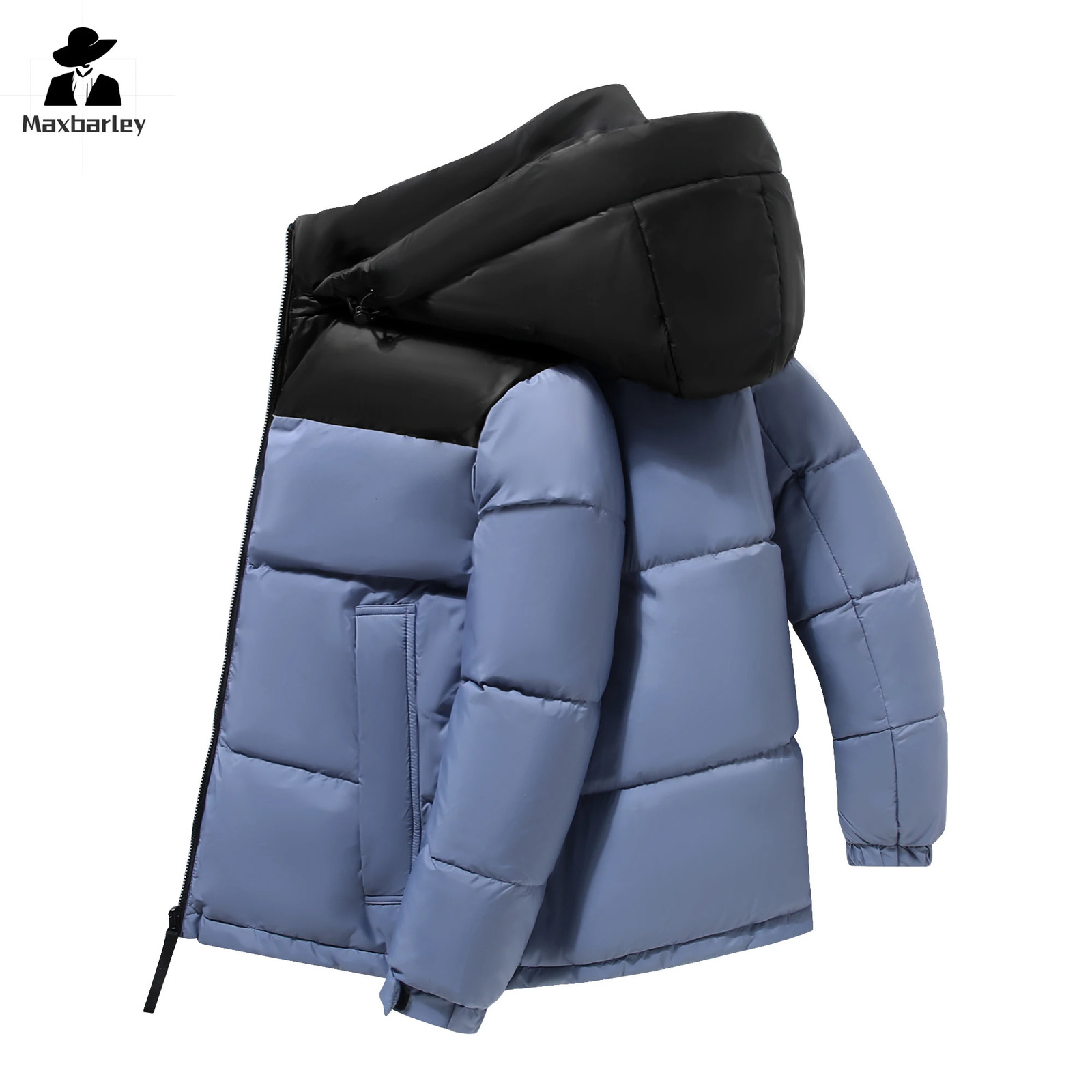 Winter Mens Down Jacket Hooded Casual Short Splicing Thick White Duck Warm Coat Trendy Male Ski Lightweight 241024