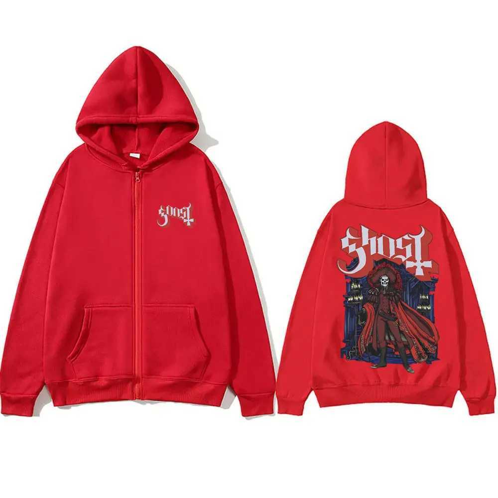 Ghost Band Zipper Hoodie Mens Flce Cotton Oversized Zipper Hoodie Mens Retro Gothic Rock Metal Music Zipper Jacket X241031 - view 5