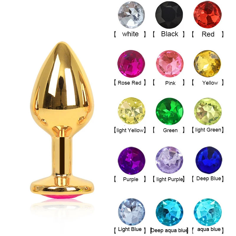3 Size Metal Round Diamond Anal Plug Gold Plating Crystal Jewelry Butt Plug Erotic Product For Women Man Butt g-point Massage 241031