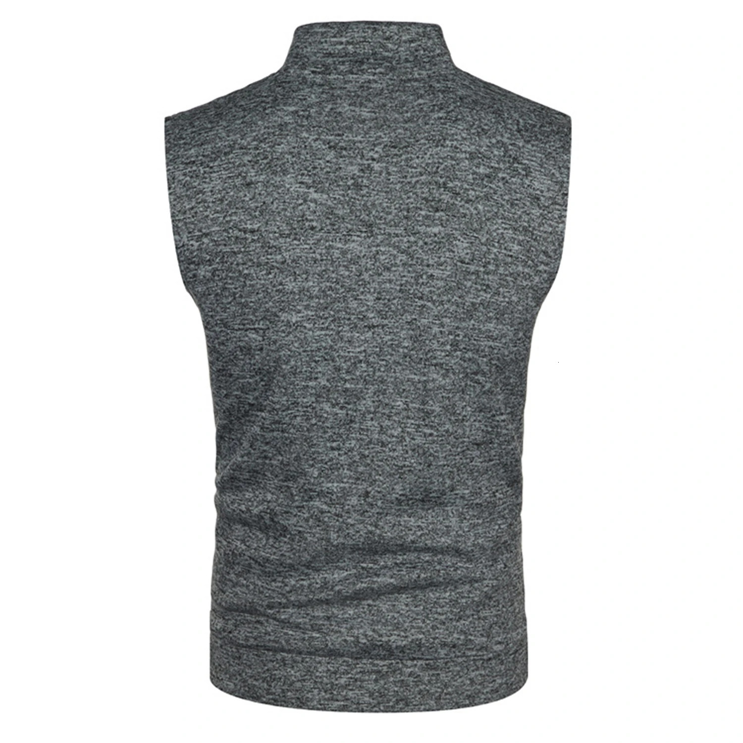 Autumn and winter mens knitted velvet fashion casual top zipper vest sleeveless high neck fleece solid color wear 241031