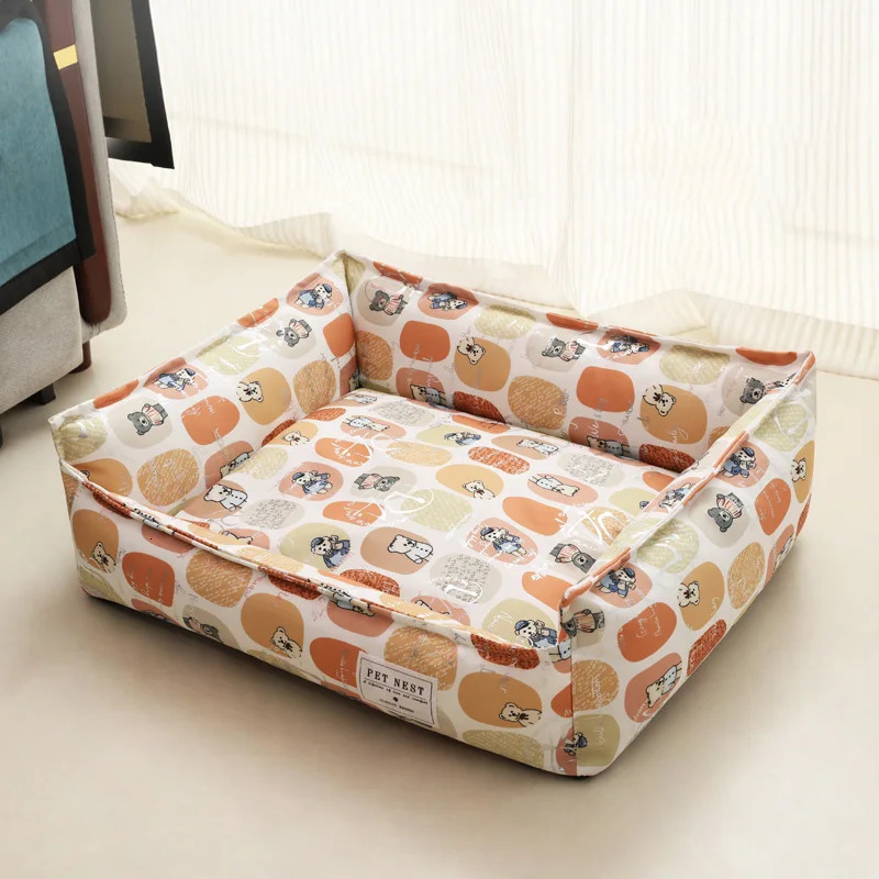 Bed for Dog Cat Pet Square Lattice Kennel Medium Small Sofa Cushion Calming House Supplies Accessories 240328