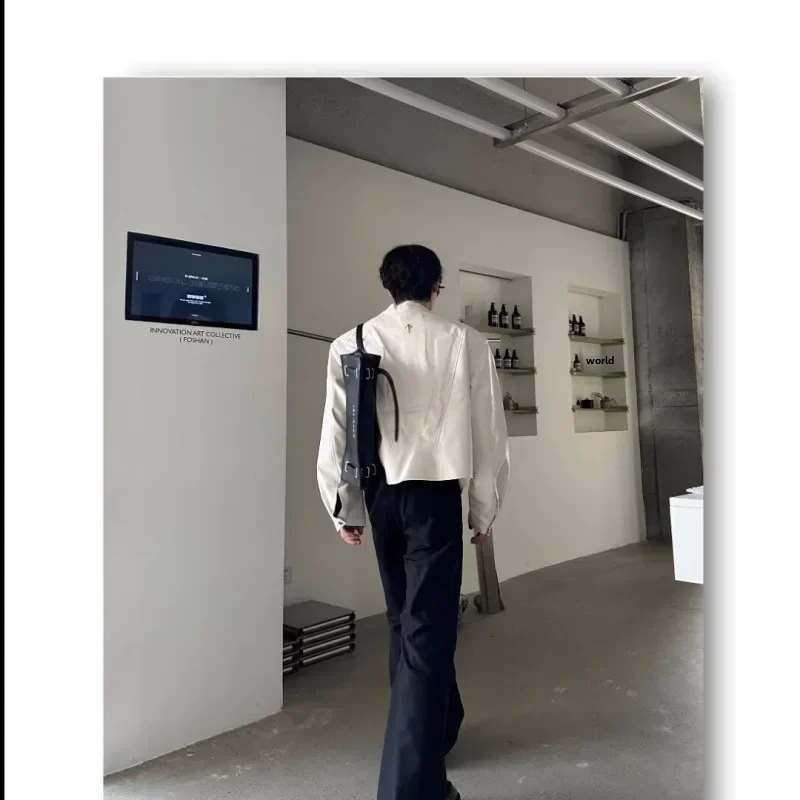 Cross disciplinary niche n sensitive mens motorcycle jacket autumn retro loose streetwear fashionable synthetic leather 241031