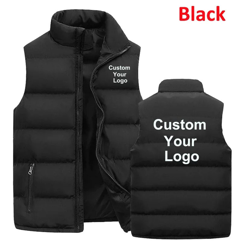 Mens Custom Your Zipper Warm Vest Casual Sports Stand Collar Sleeveless Jacket Winter Down 241024