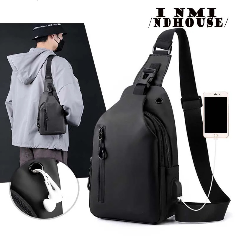 inmindhouse Chest Bag Fashion Solid Color Men Outdoor Casual One Shoulder Crossbody 241029