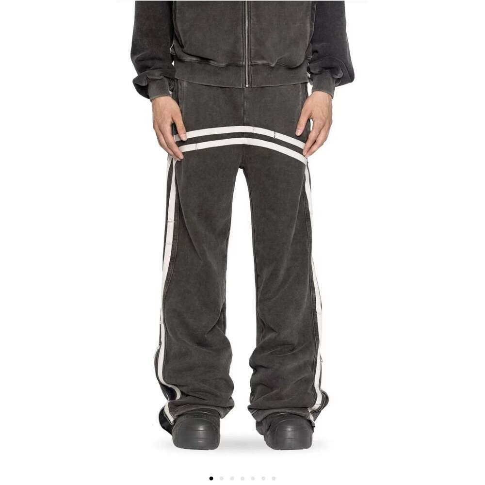 Y2k Cargo Haruku Double Stripes Zipper Embroidered Waist Retro Streetwear High Waisted Wide Leg Pants Men Women Trousers