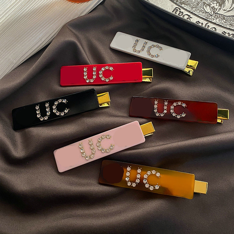 Luxury Letter Hairpins Woman Hairpin Designer Jewelry Rhinrhinos Hair Clips Barrettes Hair Accessories