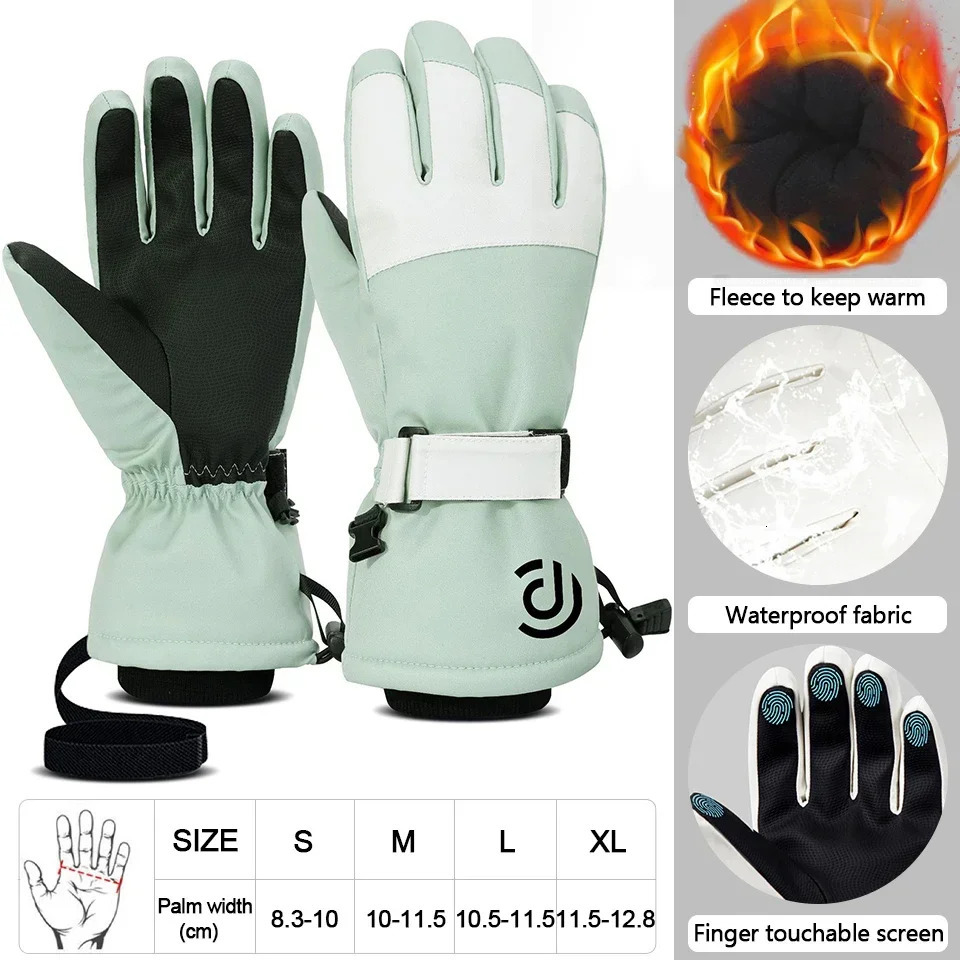 Ski Gloves Men Women Winter White Black Warm Cotton filling Snowboard Cycling Outdoor Sports Touch Screen Waterproof 241031
