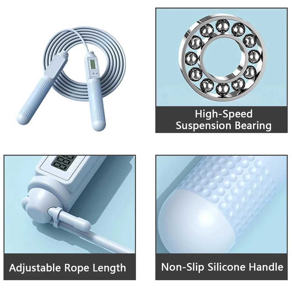 Digital skipping rope with counter suitable for gym outdoor home fitness sports rolling pin slip ropeW241101