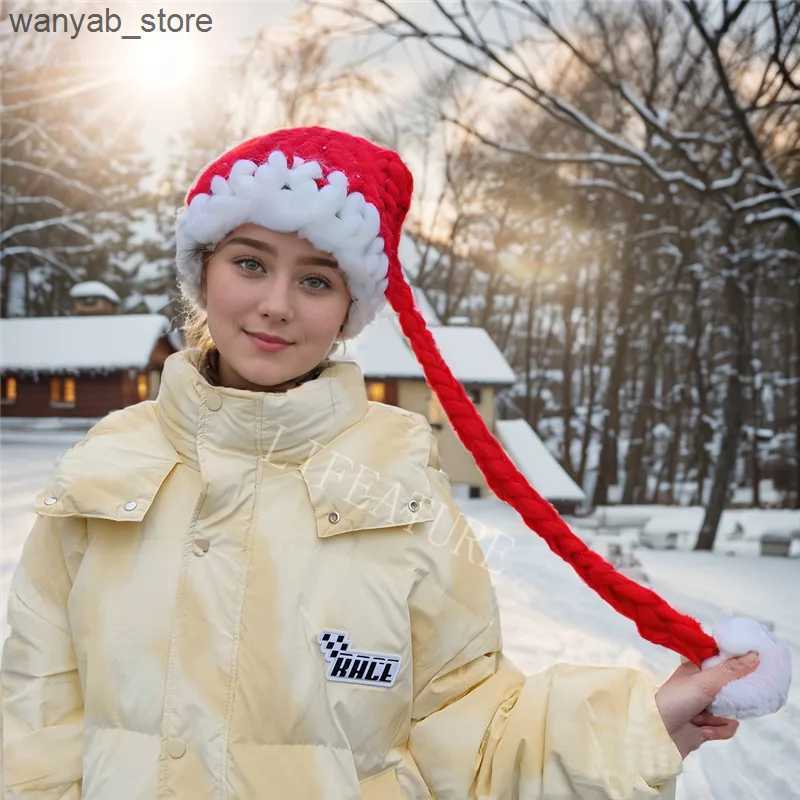 Wide Brim Hats Bucket Hats Crochet Knitted Christmas Hats For Men Women Winter Warm Hat Christmas Decoration New Year Festive Party Santa Claus Hat Gi