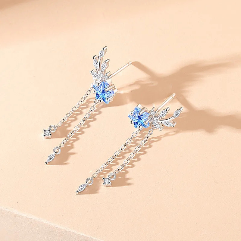 Thaya S925 Pure Silver Womens Earrings Blue Crystal Pendant Earrings Pendant Suitable for Elegant Women Exquisite Jewelry Girls Gift 241031
