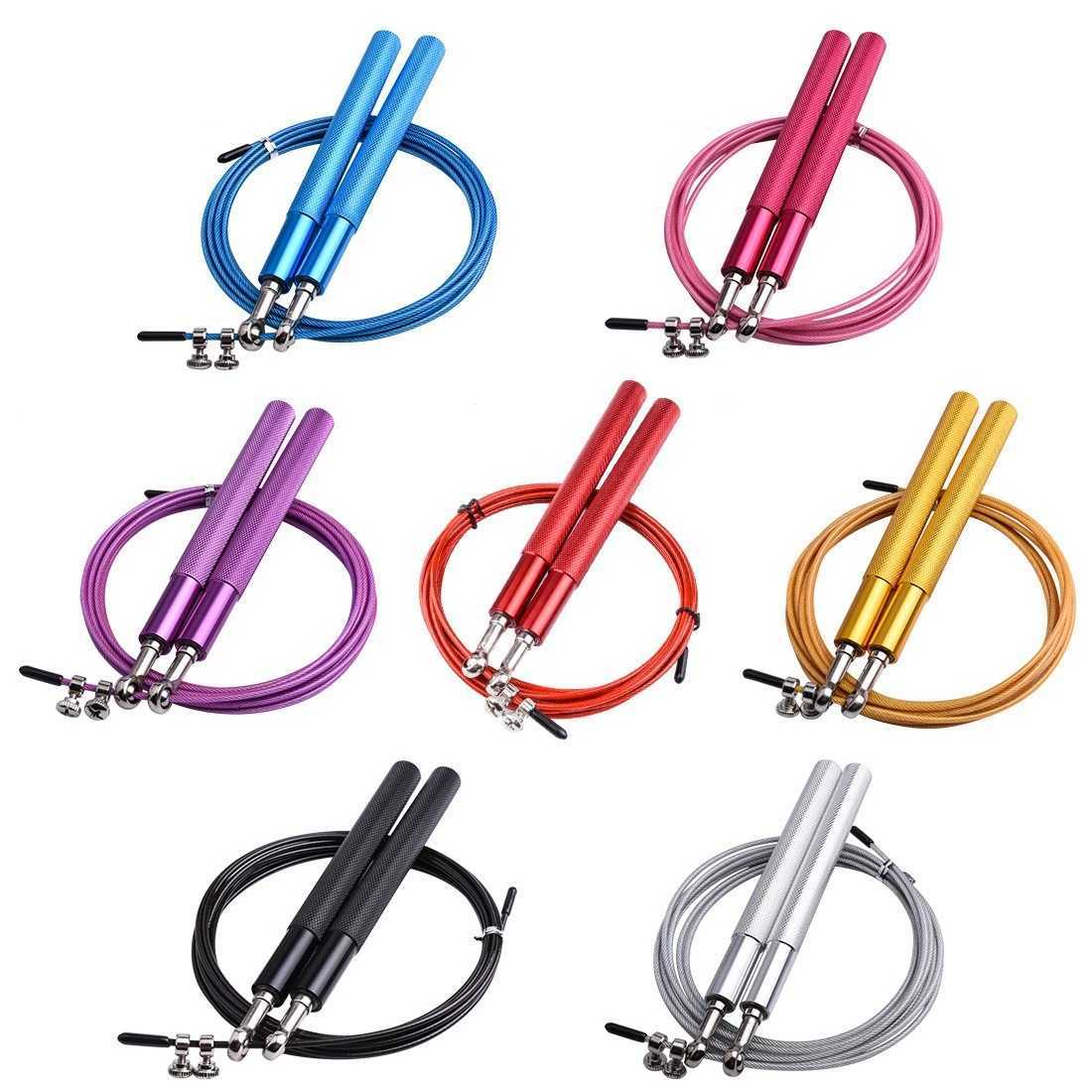 High speed steel wire rope skipping rope aluminum alloy manually adjustable steel suitable for durable sports trainingW241101