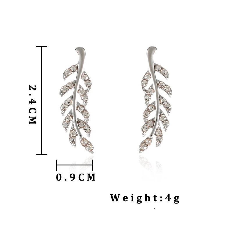 Hollow Out Leaves Earrings for Women Trendy Vintage Crystal Ear Stud Wheat Unique n Silver Golden Color Girl Jewelry Gift 241031