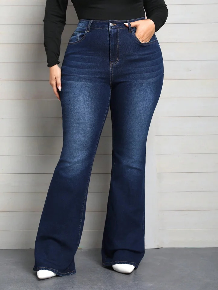 Womens Plus Size Jeans Casual Blue Denim Vintage Y2K Denim Trousers Pants for Female 2024 241031