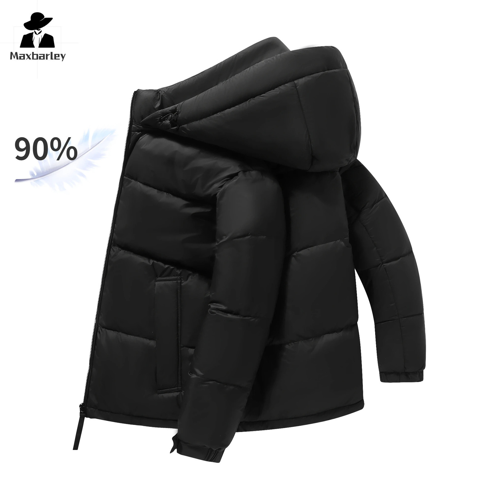 Winter Mens Down Jacket Hooded Casual Short Splicing Thick White Duck Warm Coat Trendy Male Ski Lightweight 241024