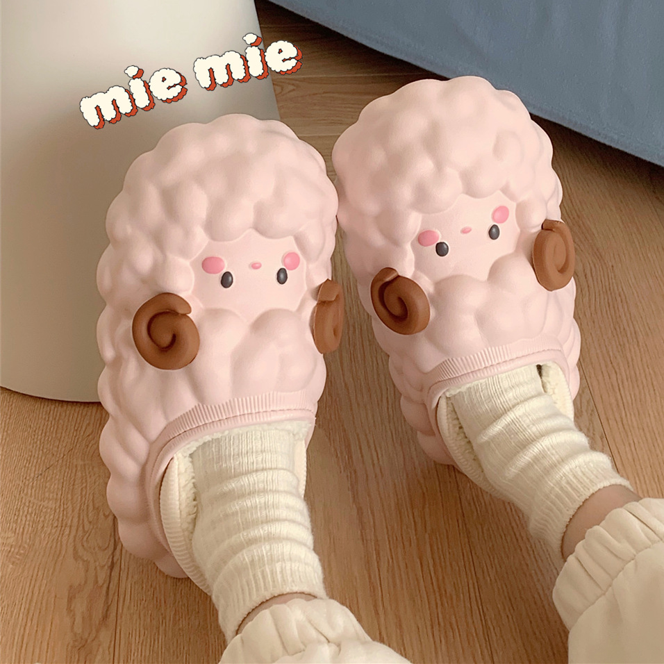 Three-dimensional Lamb slippers for Women Girls Ladies Fall/Winter Warm fur slide Furry plush mule Luxury women's shoes Flat slipper slide foot