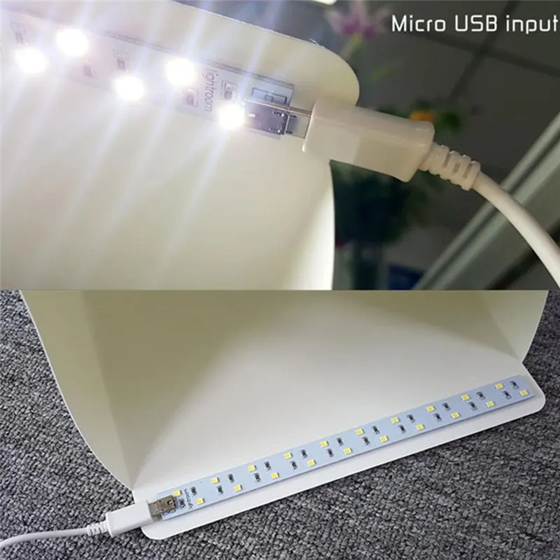 Portable Folding Lightbox Photography Table Top Light Including White Black Background USB Cable Power for Photo Background LL