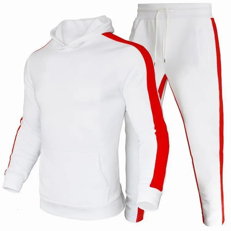 Autumn and Winter Jogging Suits for Men Striped HoodiePants Casual Tracksuit Male Sportswear Gym Clothing Sweat Suit 241031