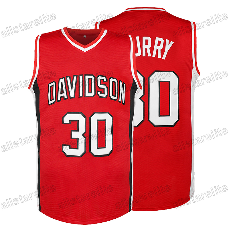 Davidson Number 30 Vintage Basketball Jersey Loose Fit 100% Polyester Sports with Embroidered Letters and Numbers Training Wear In Stock Red White
