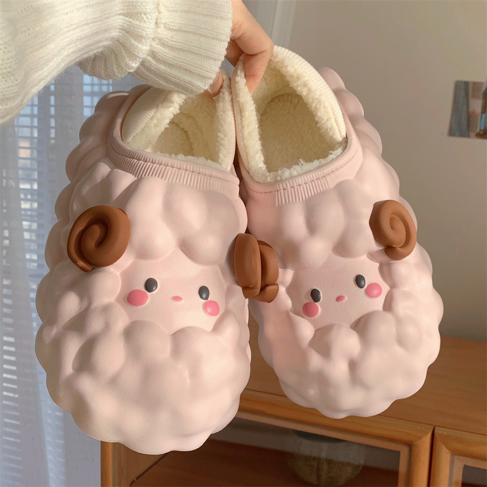 Three-dimensional Lamb slippers for Women Girls Ladies Fall/Winter Warm fur slide Furry plush mule Luxury women's shoes Flat slipper slide foot