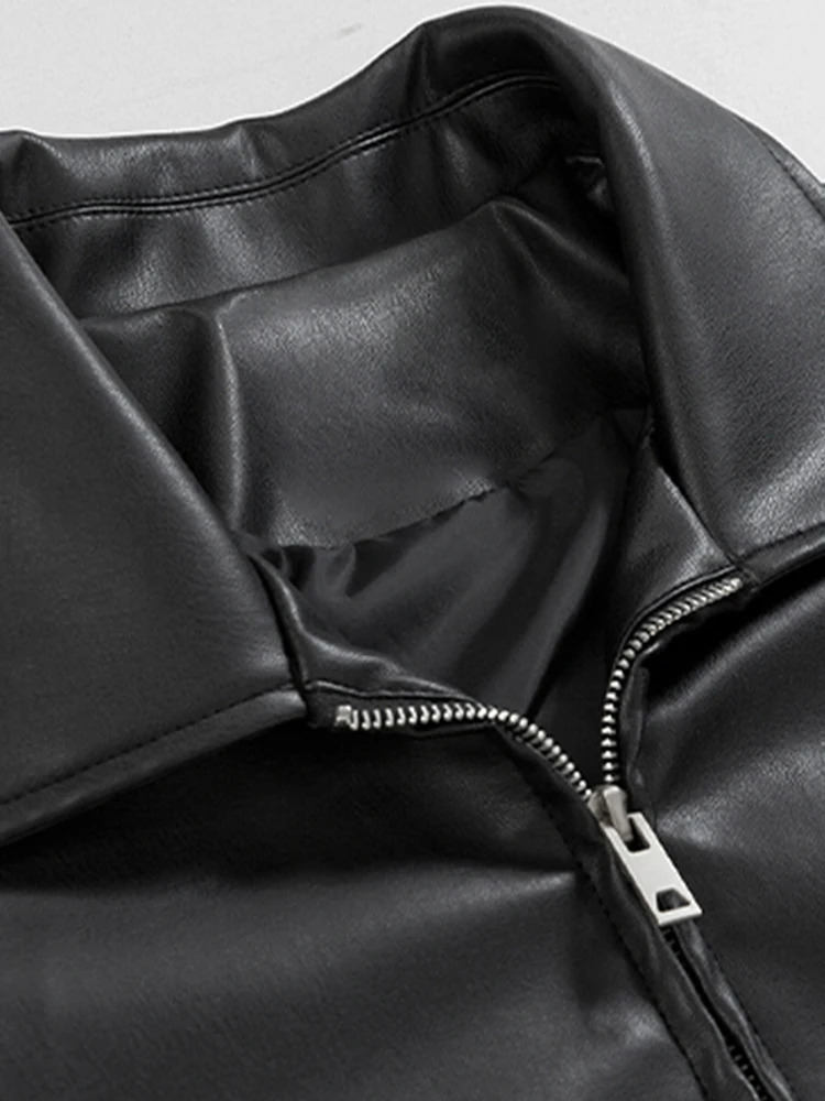 Mauroicardi Spring Autumn Cool Short Black Soft Light Pu Leather Jacket Men Zipper Casual Mens Jackets and Coats Fashion 241031